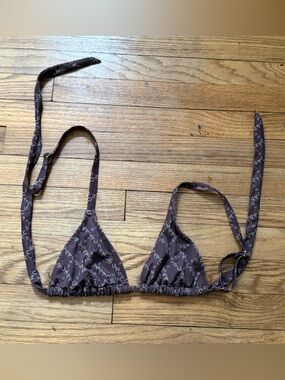 PacSun Brown Logo Triangle Bandeau Bikini Top